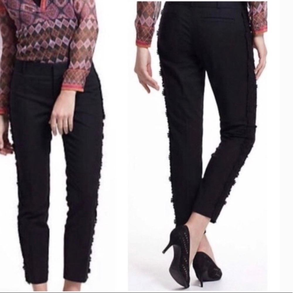 Anthropologie Elevenses Lace Daisy Trim Tuxedo Pants